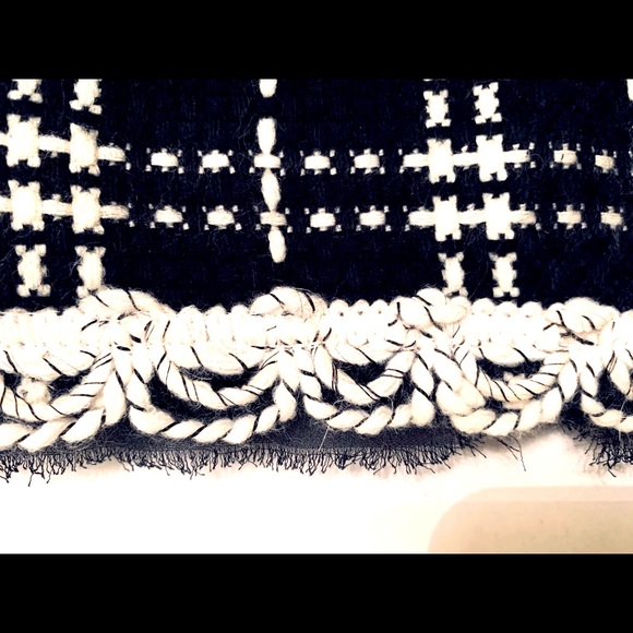 Black & white plaid mini wool blend pencil skirt white lace at finish line US 12 - Picture 3 of 11